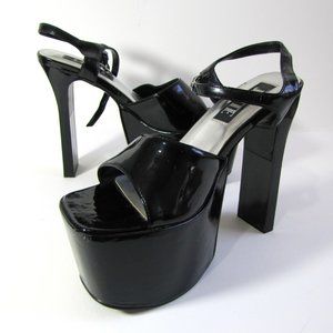 Size 10 Black Ankle Strap 6" Platform Heels